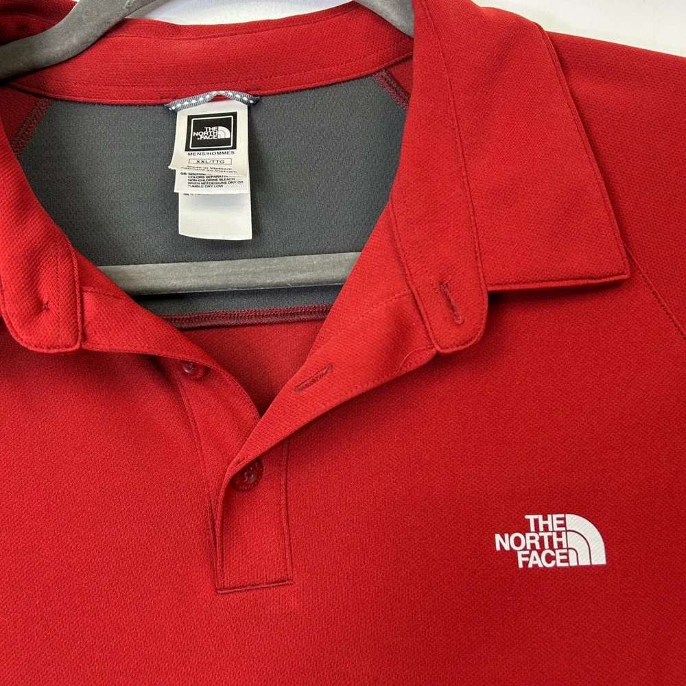 North Face Red Vapor Wick Performance Polo Shirt Men's XXL Collared Short Sleeve